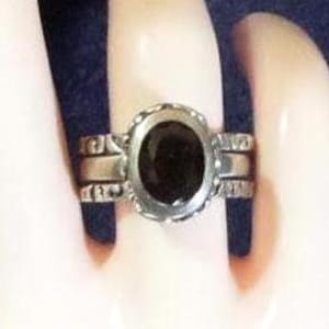 Silpada - Sterling Silver Smoky Quartz Stacking Ring Set - the complete set - Size 8