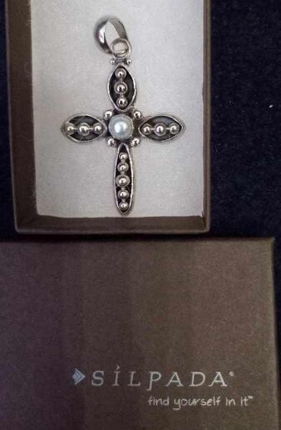 Silpada  925 Sterling  cross with pearl - image 5