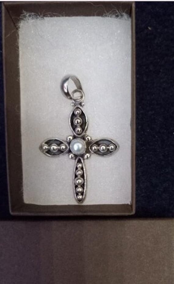 Silpada  925 Sterling  cross with pearl - image 1