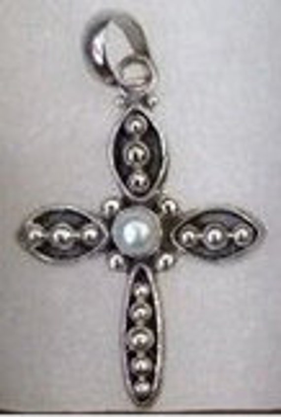 Silpada  925 Sterling  cross with pearl - image 2