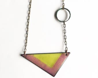 Purple and Green Enamel Necklace