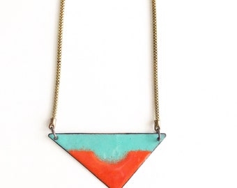 Red and Aqua Enamel Necklace