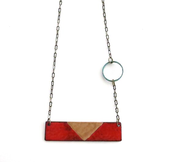 Red Enamel Necklace Etsy Singapore
