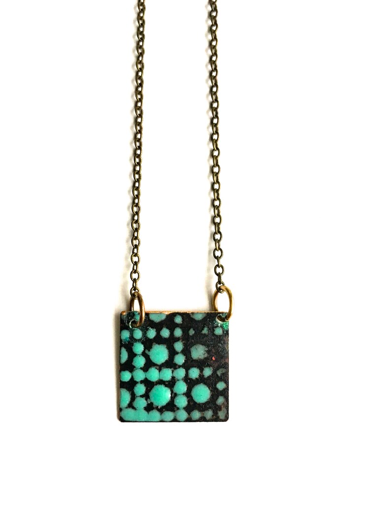 Reversible Enamel Square Necklace image 3