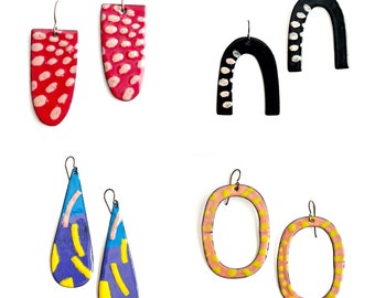 Statement Enamel Earrings-choose your shape and color!