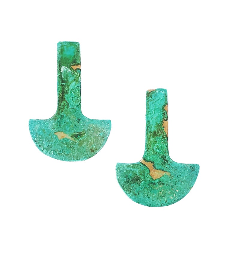 Patina Stud Geometric Earrings image 1