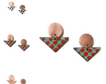 Copper and Enamel Stud Earrings- Choose your color!