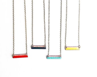 Enamel Rectangle Necklace