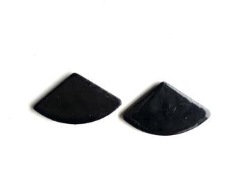 Fan Enamel Earrings- Black