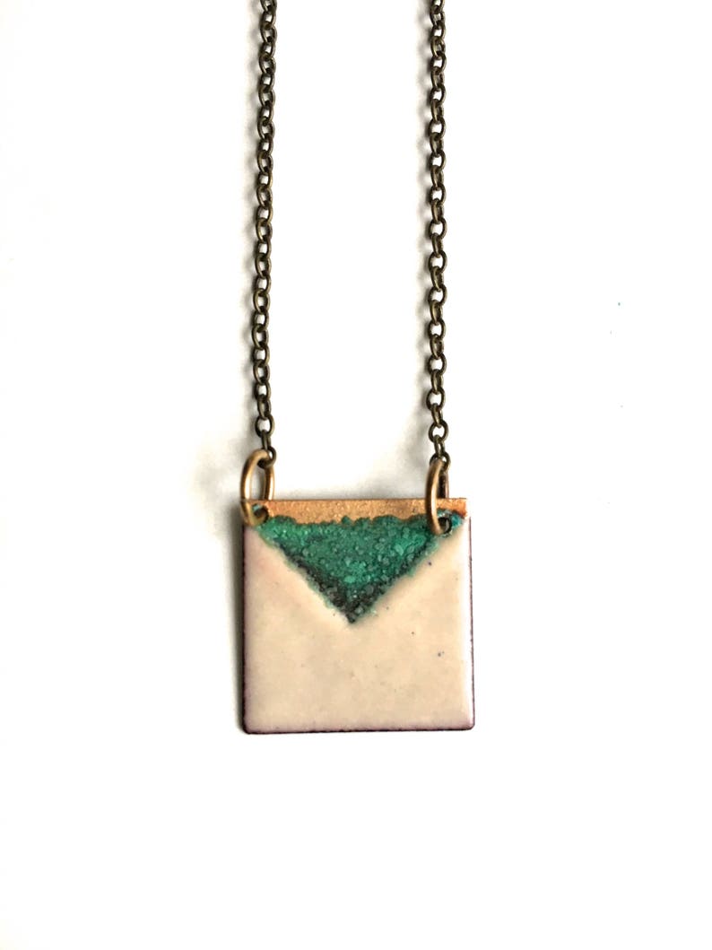 Reversible Enamel Square Necklace image 2