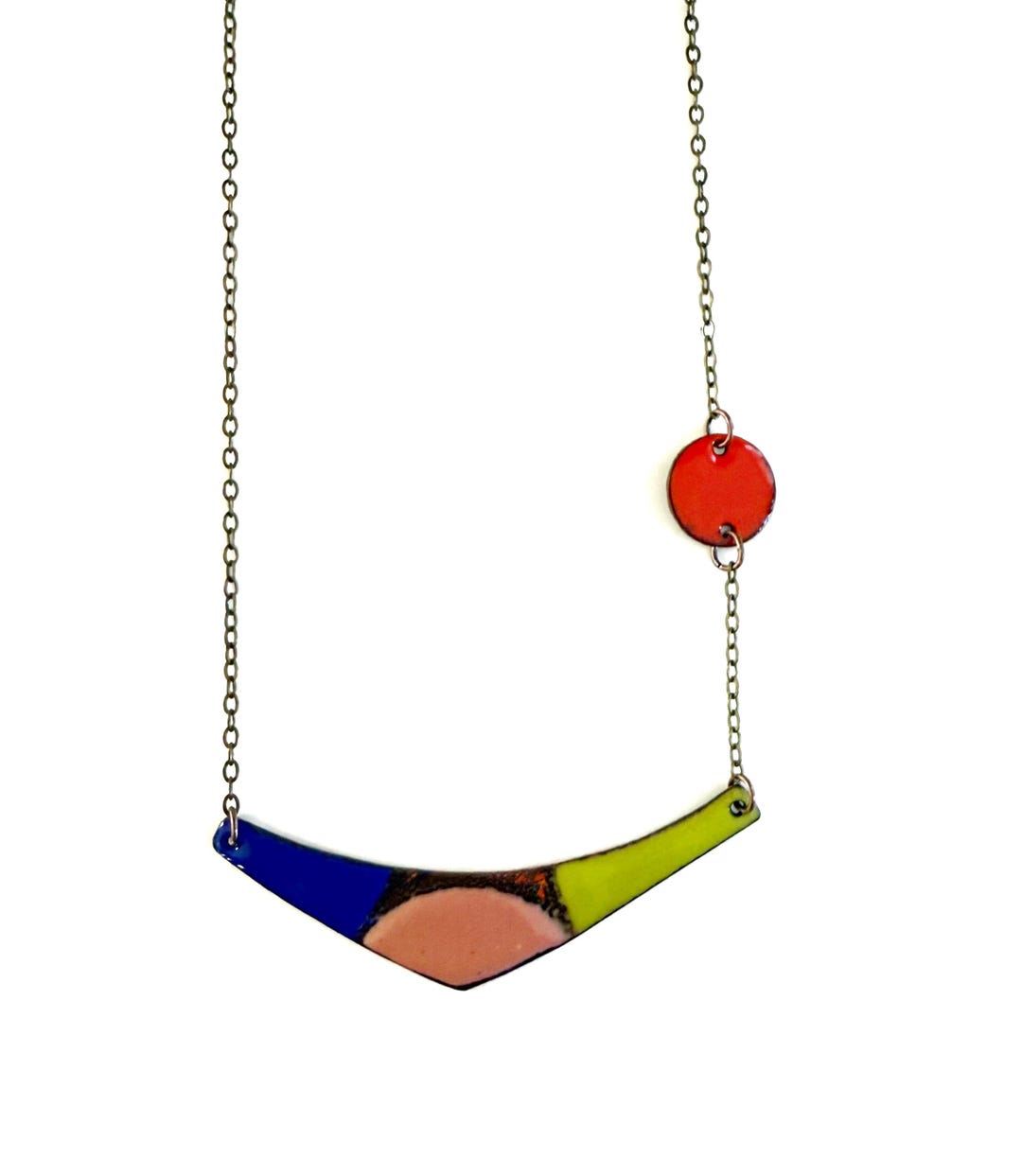 Abstract Curved Enamel Necklace - Etsy