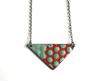 Red Triangle Enamel Necklace