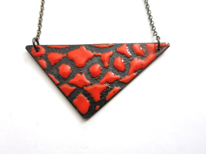 Red Enamel Reversible Necklace image 1