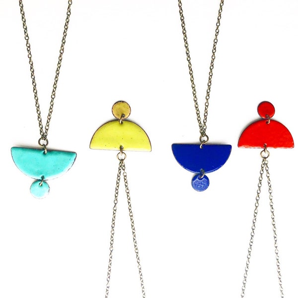 Geometric Enamel Reversible Necklace