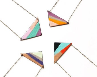 Enamel Colorful Triangle Necklace