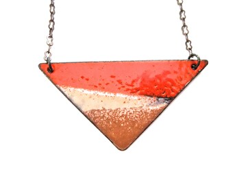 Red Triangle Enamel Necklace