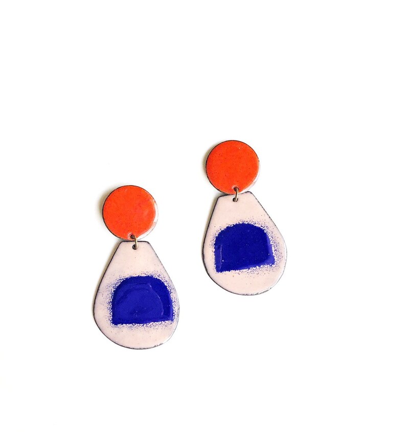 Enamel Dangle Stud Earrings Choose a Color Etsy