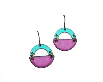 Aqua and Purple Arch Earrings