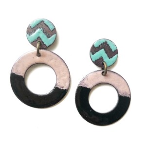 Enamel Hoop Earrings-Choose your color image 4