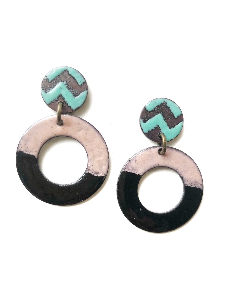 Enamel Hoop Earrings-Choose your color image 4