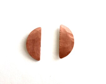 Copper Half Moon Stud Earrings