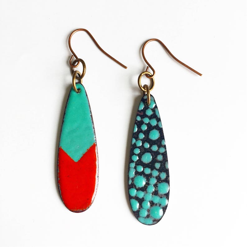 Enamel Earrings Etsy