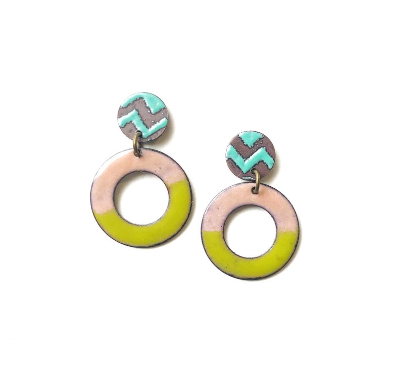 Enamel Hoop Earrings-Choose your color image 3