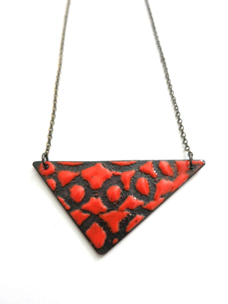 Red Enamel Reversible Necklace image 4