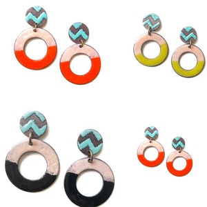 Enamel Hoop Earrings-Choose your color image 1