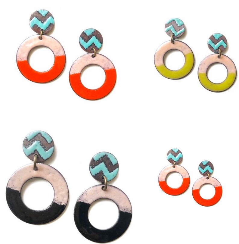 Enamel Hoop Earrings-Choose your color image 1