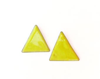 Chartreuse Enamel Earrings