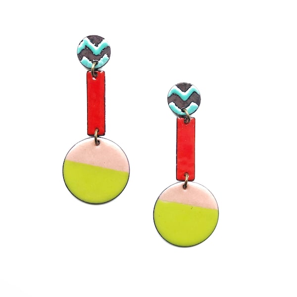 Colorful Enamel Dangle Earrings
