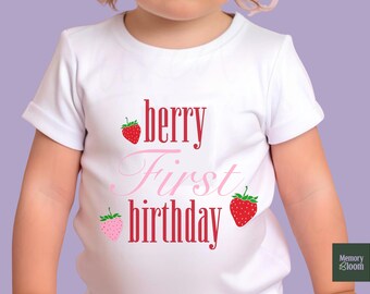 Berry First Birthday T-Shirt, Onesie Bodysuit, Strawberry First Birthday Theme, 1st Birthday Outfit, custom baby Berry Birthday Outfit