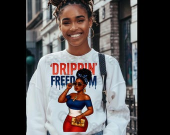 Drippin’ Freedom – Afro Chic 4th of July Fashion Art
