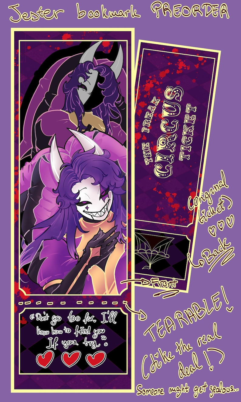 Jester Dakimakura PREORDER (3" FREE sticker only during PREORDER) – The Freak Circus, Double-Sided Body Pillow Cover, Pierrot Fan Art DAKIMAKURA+Bookmark