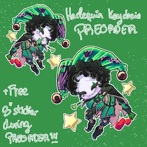 Jester Dakimakura PREORDER (3" FREE sticker only during PREORDER) – The Freak Circus, Double-Sided Body Pillow Cover, Pierrot Fan Art DAKIMAKURA+Harlequin
