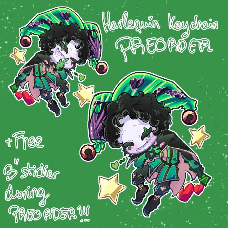 Jester Dakimakura PREORDER (3" FREE sticker only during PREORDER) – The Freak Circus, Double-Sided Body Pillow Cover, Pierrot Fan Art DAKIMAKURA+Harlequin