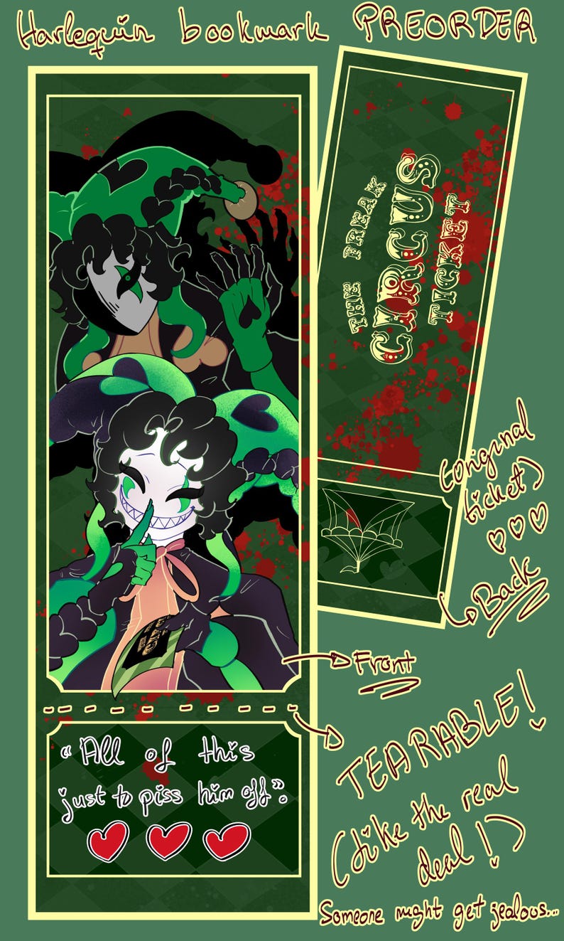 Jester Dakimakura PREORDER (3" FREE sticker only during PREORDER) – The Freak Circus, Double-Sided Body Pillow Cover, Pierrot Fan Art image 7