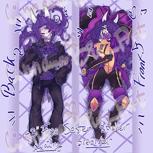 Jester Dakimakura PREORDER (3" FREE sticker only during PREORDER) – The Freak Circus, Double-Sided Body Pillow Cover, Pierrot Fan Art image 2
