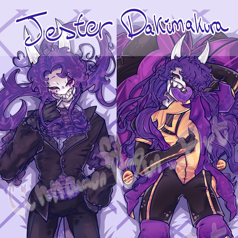 Jester Dakimakura PREORDER (3" FREE sticker only during PREORDER) – The Freak Circus, Double-Sided Body Pillow Cover, Pierrot Fan Art image 1
