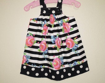 Timeless dress jumper with adjustable straps newborn to 8 yars old.