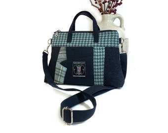 Milton Mini-Satchel Crossbody #3122, Recycled Coats Shoulder Bag, Upcycled Handbag, Crossbody Bag, Recycled Wool Bag, Medium Crossbody Purse