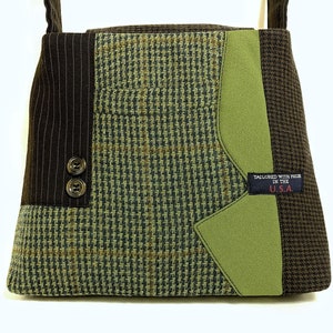 Little William 2522 Recycled Suit Coat Handbag Wool Shoulder Bag Little Green Bag Upcycled bag Ecofriendly Purse Gift for Her image 5
