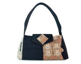 Little Liam #822- Recycled Suits Handbag - Small Shoulder Bag - Handmade purse - Ecofriendly Bag - Holiday Gift for Her - Upcycled Handbag