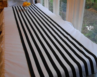 Stripe Table Runner Black & White Party Eco friendly Zero waste