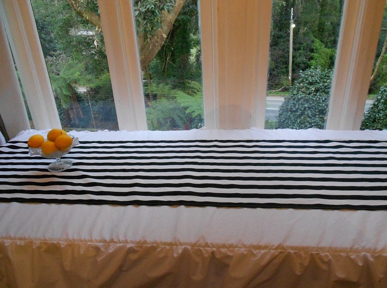 Stripe Table Runner Black & White Party Eco friendly Zero waste image 2