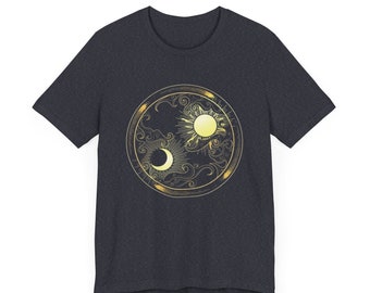 Mystic Moon And Sun Shirt, Mystical Moon, Unisex Phase Shirt, Moon Phase T-Shirt, Boho Vintage Moon Shirt, Celestial Moon Shirt, Spiritual