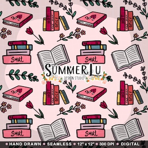 Smut Book Seamless Pattern Bookish Seamless File PNG Smutty Digital Paper Repeat Surface Pattern Design