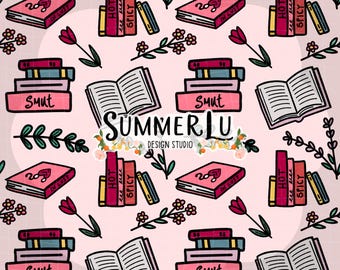 Smut Book Seamless Pattern Bookish Seamless File PNG Smutty Digital Paper Repeat Surface Pattern Design