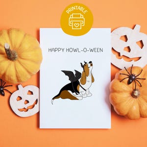 Instant Download Halloween Card Printable Hound Dog Greeting Card Happy Halloween Funny Dog Card Spooky Season Printable